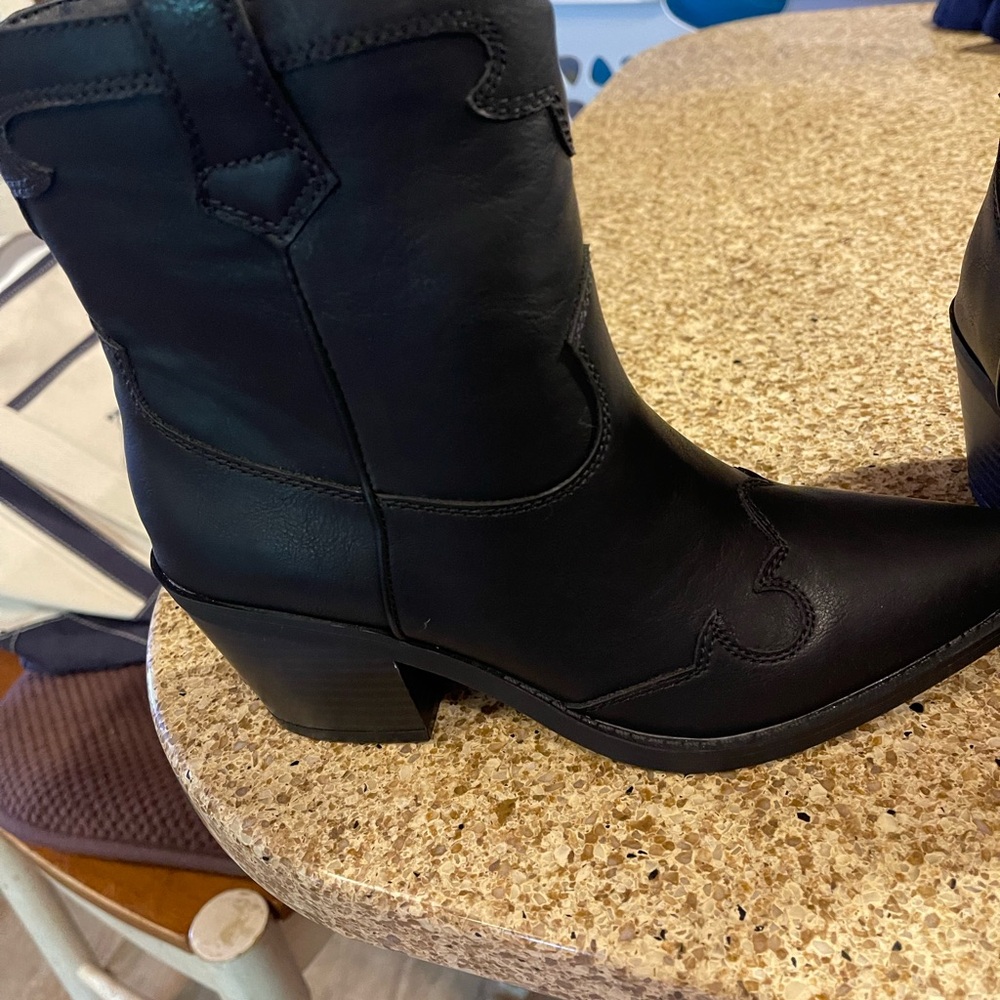 Sun + Stone Black Western Heeled Boots